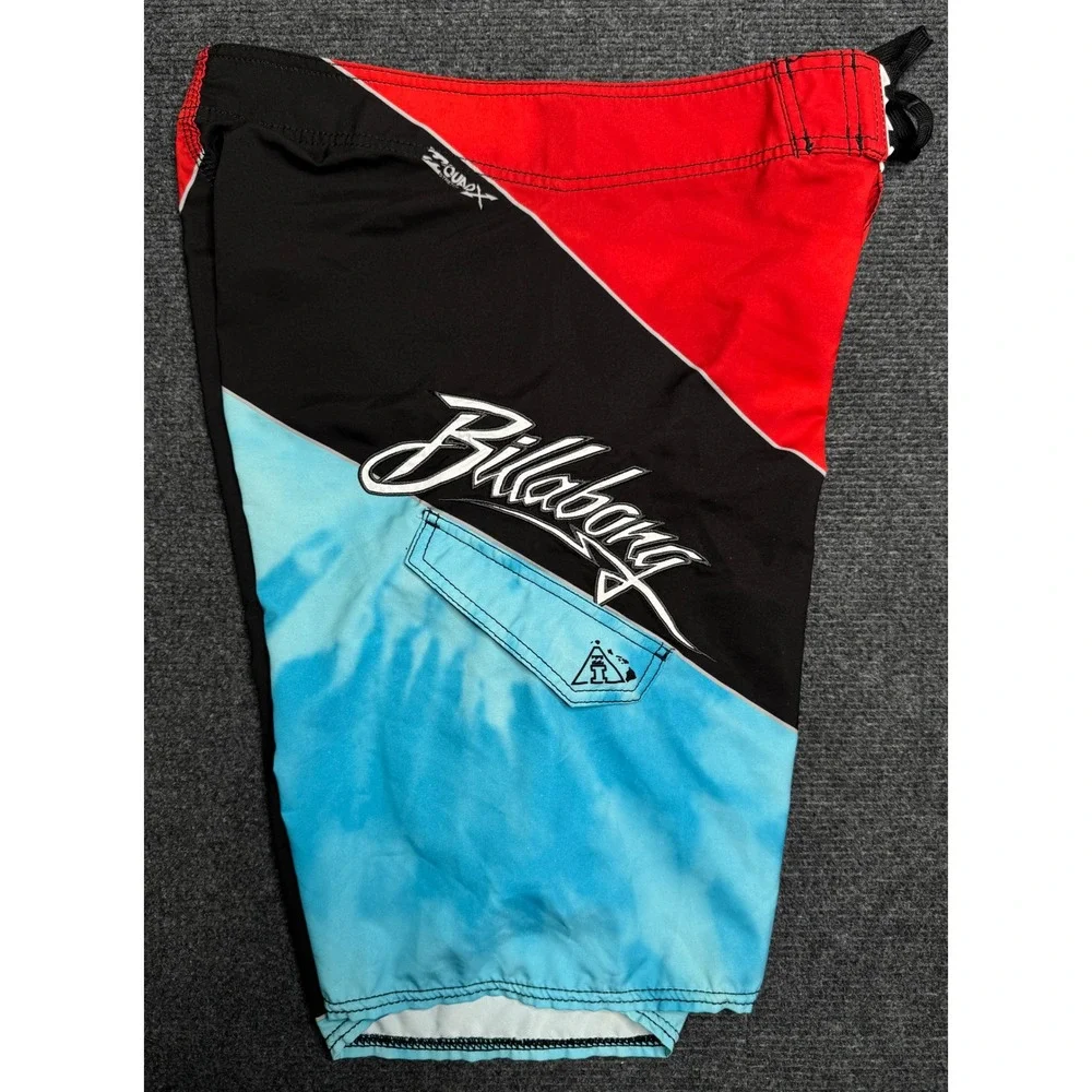 Billabong Platinum X Andy Irons Board Shorts Mens 32 Red Black Blue Y2K Surfing